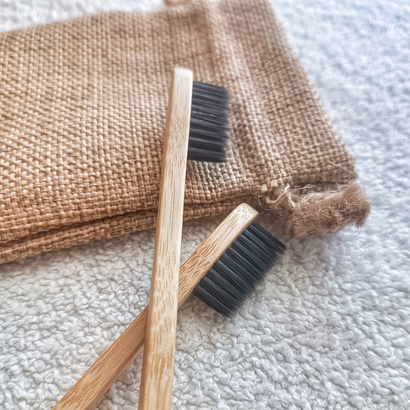 Bamboo Toothbrush for Adults - Black, Soft Bristles