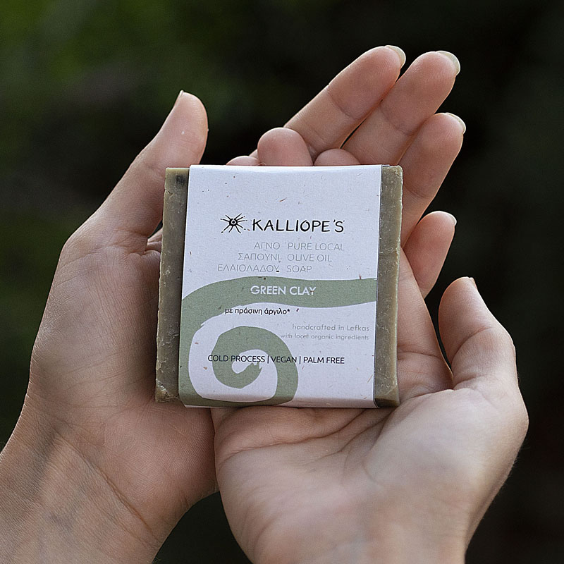 Kalliope's - Βιολογικό Σαπούνι Ελαιόλαδου με Πράσινη 'Αργιλο - Δείγμα 15gr