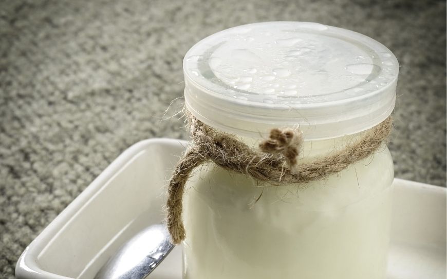A jar with greek yogurt