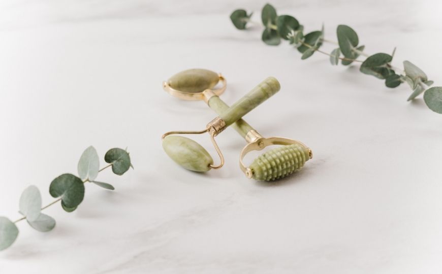 Flatlay of two jade rollers