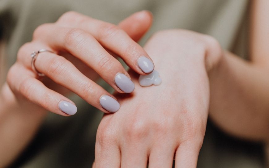 Woman wearing a hand cream