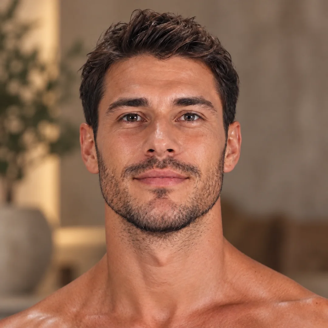 Portrait of a man with short dark hair and a trimmed beard