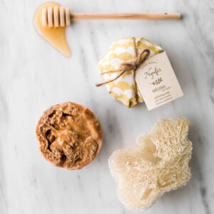 Natural soap with loofah made for exfoliation