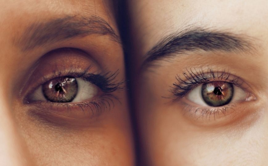 Eyes of two women standing side by side